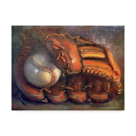 Hall Groat Ii 'Baseball With Mitt 7' Canvas Art,24x32